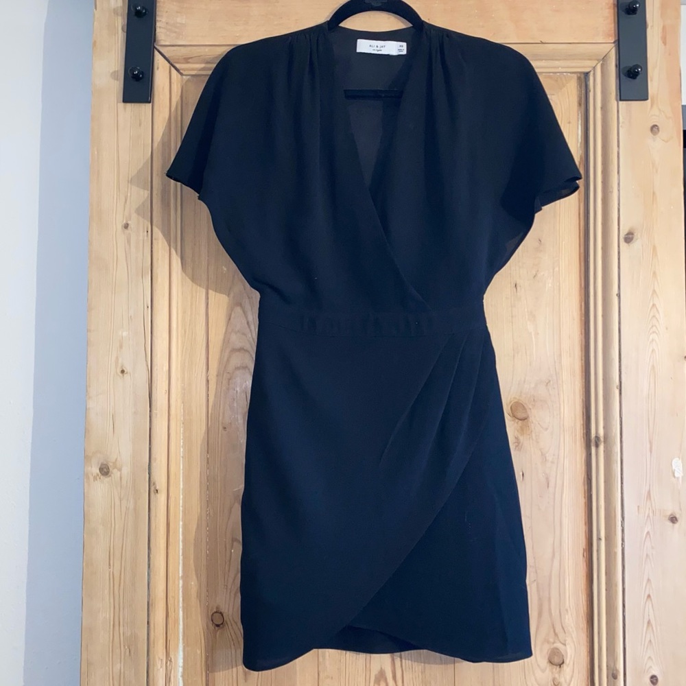 NWOT Ali & Jay Black V-Neck Faux Wrap Dress